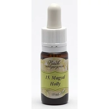 Bach Holly (15. Magyal) virágeszencia 10ml. barna, pipettás kupakkal ellátott gyógyszertári üvegben