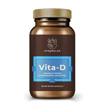Myrobalan Vita-D4000NED3 vitamin K1+K2 vitaminokkal és shilajittal 60 db vegán kapszula, 2 havi adag felnőttek számára
