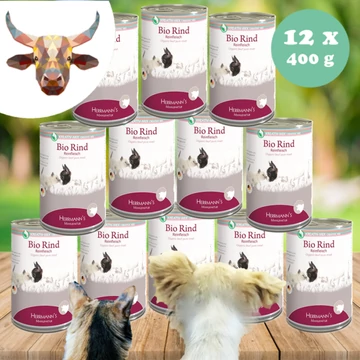 Hermann's 100% Bio marhahús monoprotein kizárásos diétához kutyáknak és macskáknak 12 x 400 g, Herrmanns