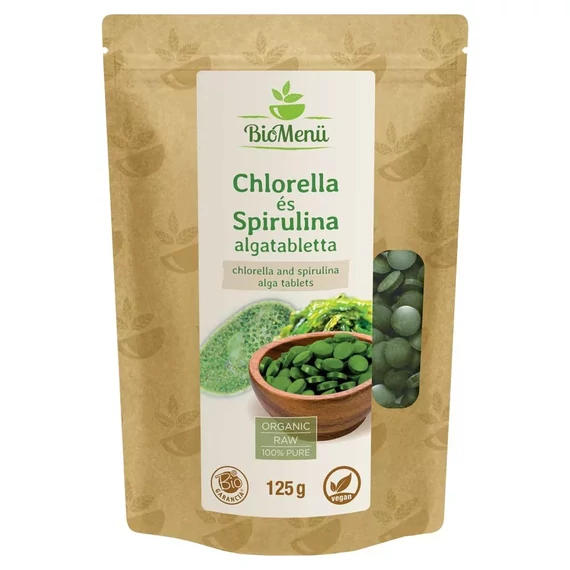 Biomenü Chlorella és Spirulina alga tabletta 125g + Kék Spirulina alga tabletta 90 db