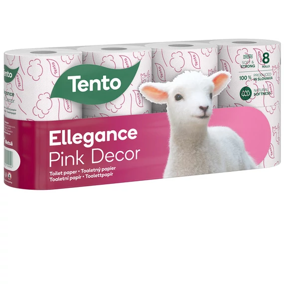 Smile Tento Ellegance Pink Decor toalettpapír (wc papír), 3 rétegű, 150 lapos, 8 tekercs/csomag