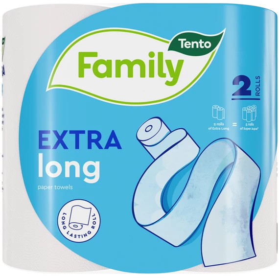 Smile Tento Family Extra Long háztartási papírtörlő/kéztörlő, 2 rétegű, 110 lapos, 2 tekercs/csomag