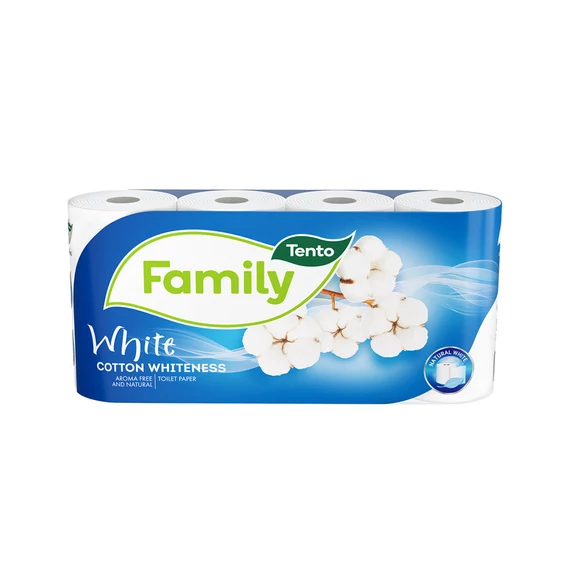 Smile Tento Family White toalettpapír (wc papír), 2 rétegű, fehér, 150 lapos, 8 tekercs/csomag